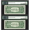 Image 2 : Lot of (2) 1957A $1 Silver Certificate Notes PMG Superb Gem Unc. 67EPQ