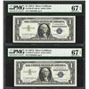 Image 1 : Lot of (2) Consecutive 1957A $1 Silver Certificate Notes PMG Superb Gem Unc. 67E