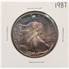 Image 1 : 1987 $1 American Silver Eagle Coin Amazing Toning
