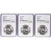 Image 1 : Lot of (3) 1960 Franklin Half Dollar Coins NGC MS64