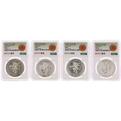 Lot of (4) 1968Mo Mexico 25 Pesos Olympics Commemorative Silver Coins NGC MS66