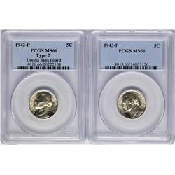 Lot of 1942-P & 1943-P Jefferson Nickel Coins PCGS MS66