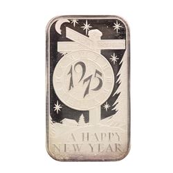 1975 Happy New Year Madison Mint 1 oz .999 Fine Silver Art Bar