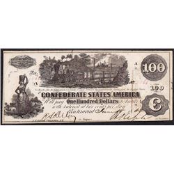 1862 $100 Confederate States of America Note T-41
