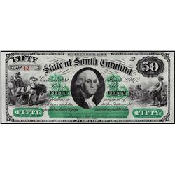 1872 $50 State of South Carolina Revenue Bond Obsolete Note Low Serial Number