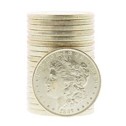 Roll of (20) Brilliant Uncirculated 1887 $1 Morgan Silver Dollar Coins