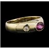 Image 2 : 14KT Yellow Gold 0.60 ctw Pink Sapphire and Diamond Ring
