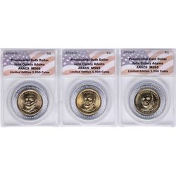 Lot of (3) 2008 Presidential Oath Dollar Coins ANACS MS65