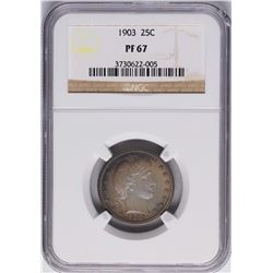1903 Proof Barber Quarter Coin NGC PF67