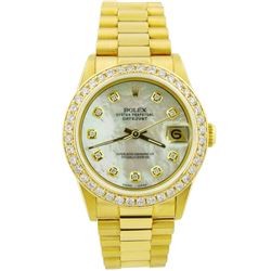Rolex Ladies Datejust President 18KT Yellow Gold 31mm MOP Diamond Dial Watch