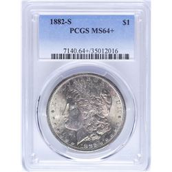 1882-S $1 Morgan Silver Dollar Coin PCGS MS64+ Nice Toning