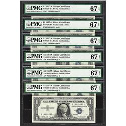 Lot of (6) Consecutive 1957A $1 Silver Certificate Notes PMG Superb Gem Unc. 67E
