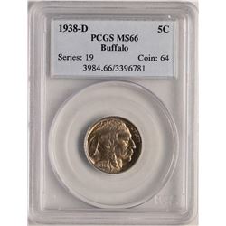 1938-D Buffalo Nickel Coin PCGS MS66