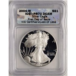 2004-W $1 Proof American Silver Eagle Coin ICGS PR70 DCAM