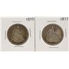 Image 1 : Lot of 1870 & 1877 Seated Liberty Half Dollar Coins