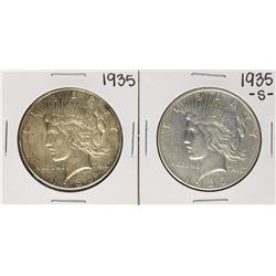 Lot of 1935 & 1935-S $1 Peace Silver Dollar Coins