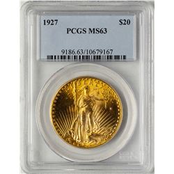 1927 $20 St. Gaudens Double Eagle Gold Coin PCGS MS63