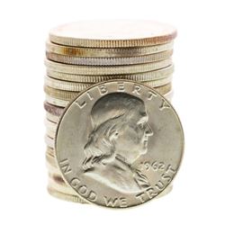Roll of (20) Brilliant Uncirculated 1962-D Franklin Half Dollar Coins