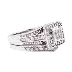 10KT White Gold 0.50 ctw Diamond Wedding Set