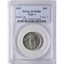 1917 Standing Liberty Quarter Coin PCGS AU55FH Type 1