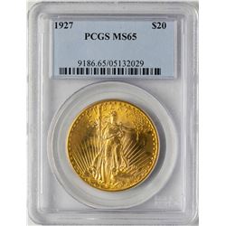 1927 $20 St. Gaudens Double Eagle Gold Coin PCGS MS65