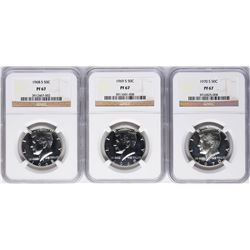 Lot of 1968-S to 1970-S Proof Kennedy Half Dollar Coins NGC MS67