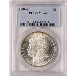 1880-S $1 Morgan Silver Dollar Coin PCGS MS64 Amazing Reverse Toning