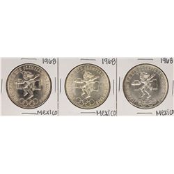 Lot of (3) 1968 Mexico 25 Pesos Olympics Commemorative Coins