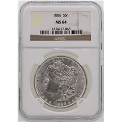 1886 $1 Morgan Silver Dollar Coin NGC MS64