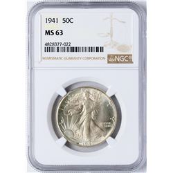 1941 Walking Liberty Half Dollar Coin NGC MS63