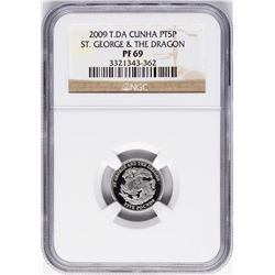 2009 T.DA Cunha 5 Pounds 1/10 oz St. George & Dragon Platinum Coin NGC PF69