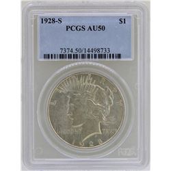 1928-S $1 Peace Silver Dollar Coin PCGS AU50