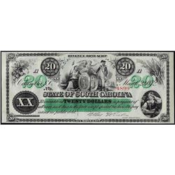 1872 $20 State of South Carolina Revenue Bond Obsolete Note