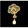 Image 2 : 2.65 ctw Diamond and Pearl Pendant-Pin - 18KT Yellow Gold