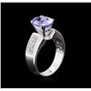 Image 3 : 3.25 ctw Tanzanite and Diamond Ring - 18KT White Gold