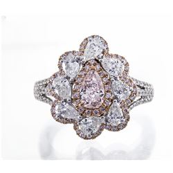 0.74 ctw Fancy Pink Diamond Ring - 18KT Two-Tone Gold