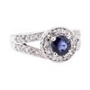 1.74 ctw Sapphire And Diamond Ring - 14KT White Gold