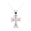 Image 2 : 0.50 ctw Diamond Cross Pendant with Chain - 14KT White Gold