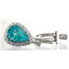Image 2 : 10.61 ctw Paraiba Tourmaline and Diamond Ring - 18KT White Gold