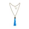 Silk Tassel Square Pendant Necklace - Gold Plated