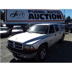 I3 --  2002 DODGE DAKOTA SPORT , Grey , 319637  KM's