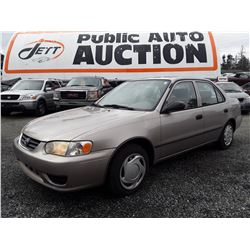A4 --  2001 TOYOTA COROLLA CE , Brown , 135338  KM's "No Reserve"