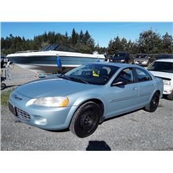 L4 -- 2002 CHRYSLER SEBRING LX SEDAN, BLUE, 212,900 KMS