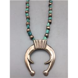 “Naja” Necklace Has Turquoise and Sterling Beads