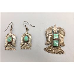 Waterbird Design Pendant and Earring Set