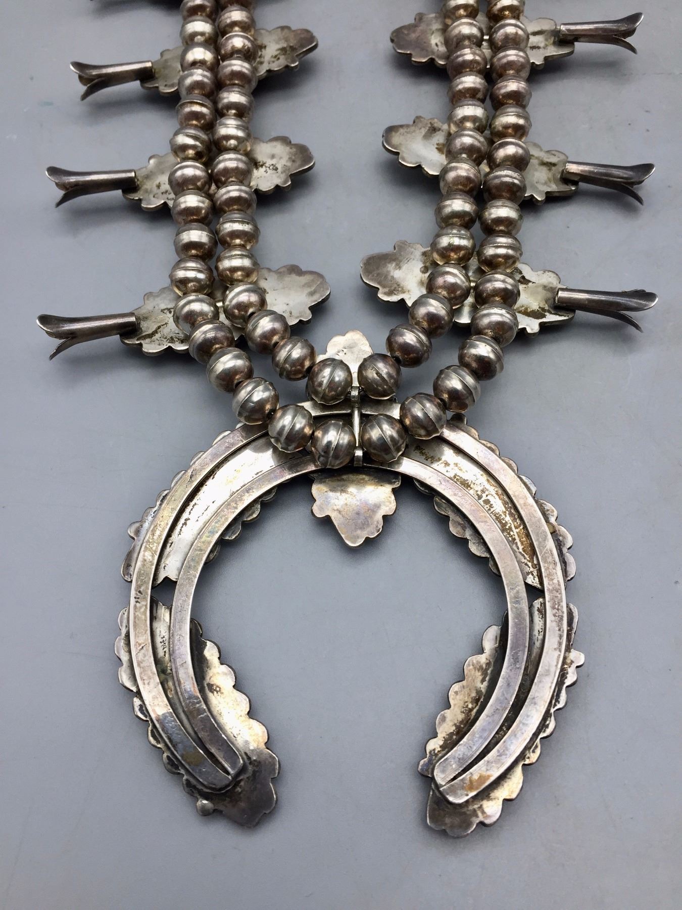 Vintage Inlay Squash Blossom Necklace