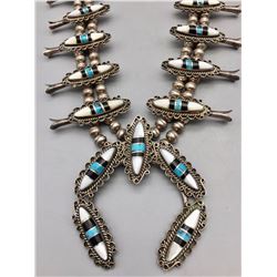 Vintage Inlay Squash Blossom Necklace