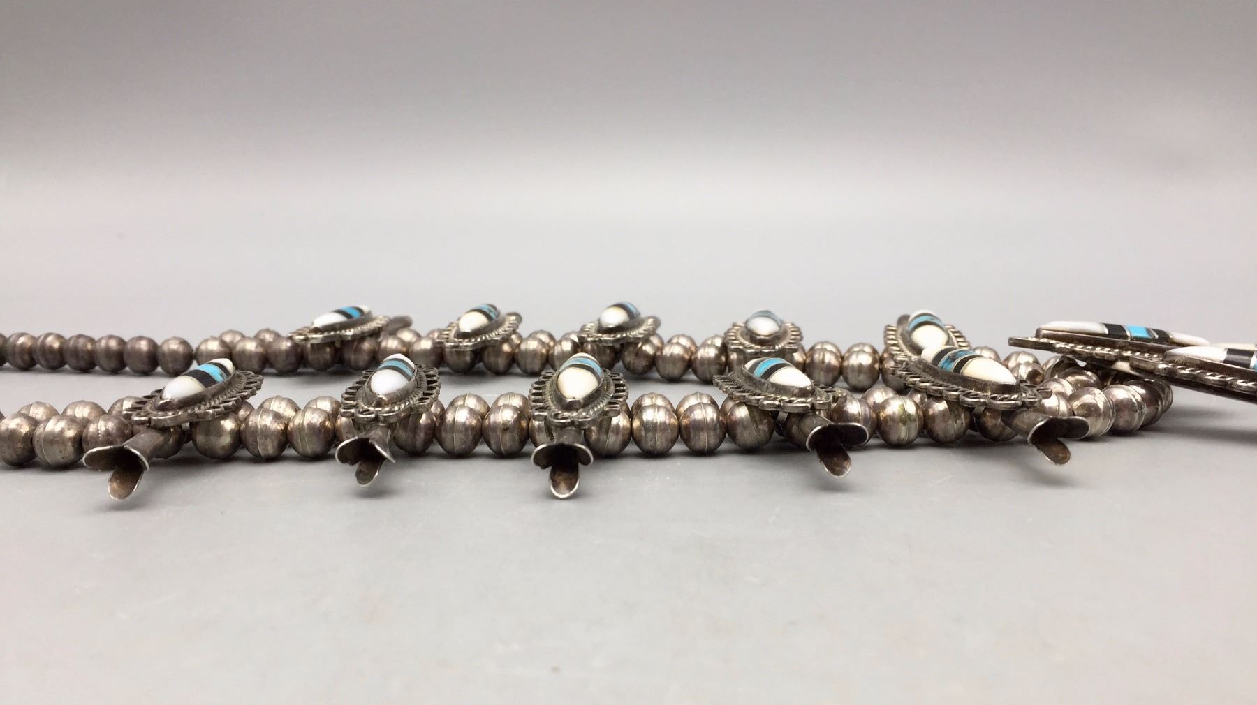 Vintage Inlay Squash Blossom Necklace