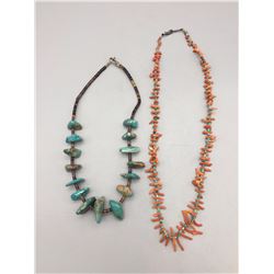 2 Necklaces, Turquoise and Coral