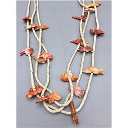 3 Strand Carved Spiney Oyster Necklace